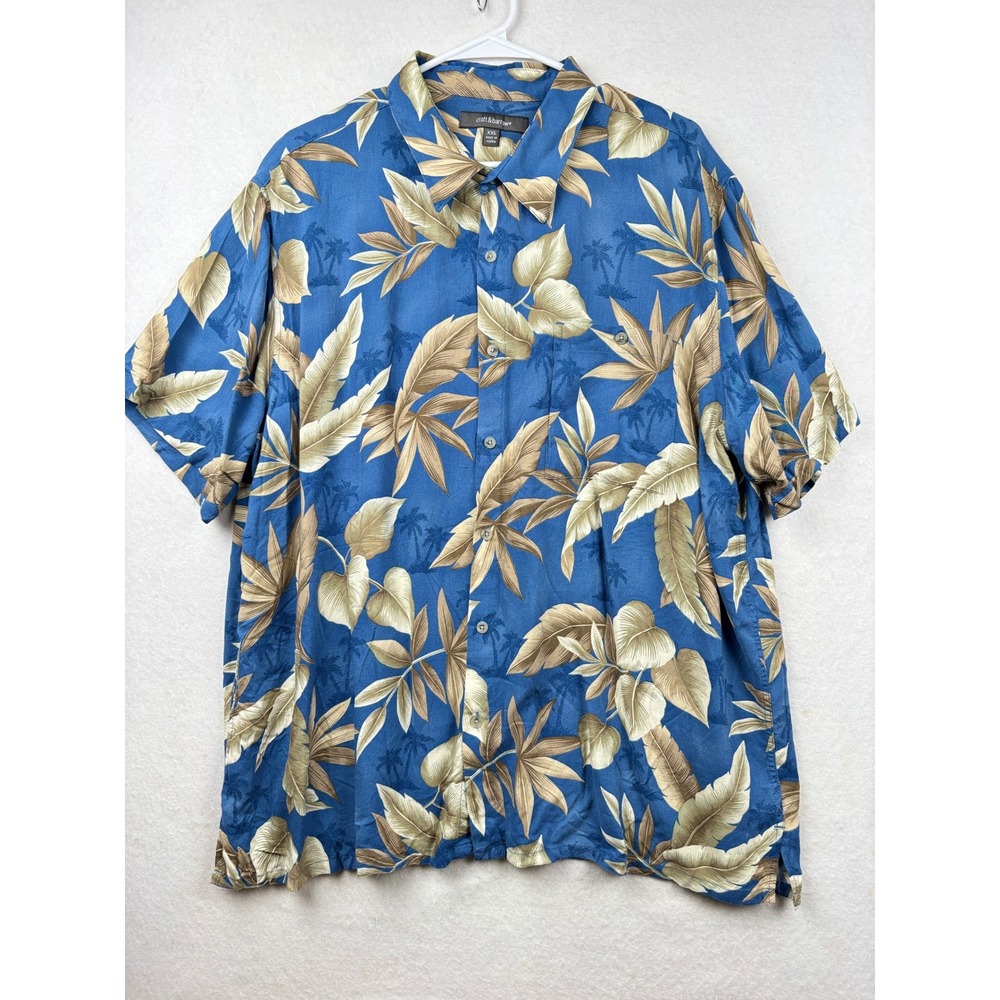 Croft & Barrow Rayon Aloha Shirt Mens XXL Tropical Leaf Print Camp‎ Shirt